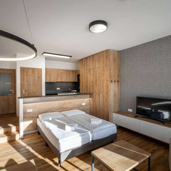 Obývací pokoj studiového apartmánu 2S1