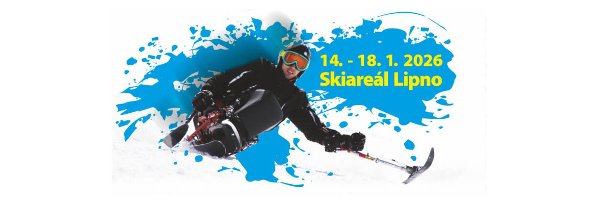 Lyžař na monoski z plakátu akce Český pohár OPEN RACE