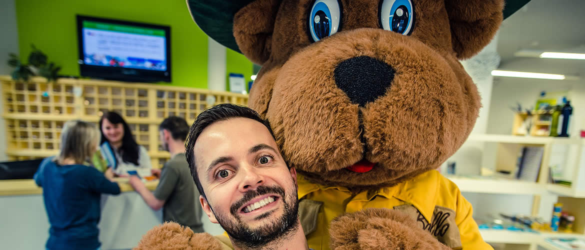 Medvěd Bollo na recepci